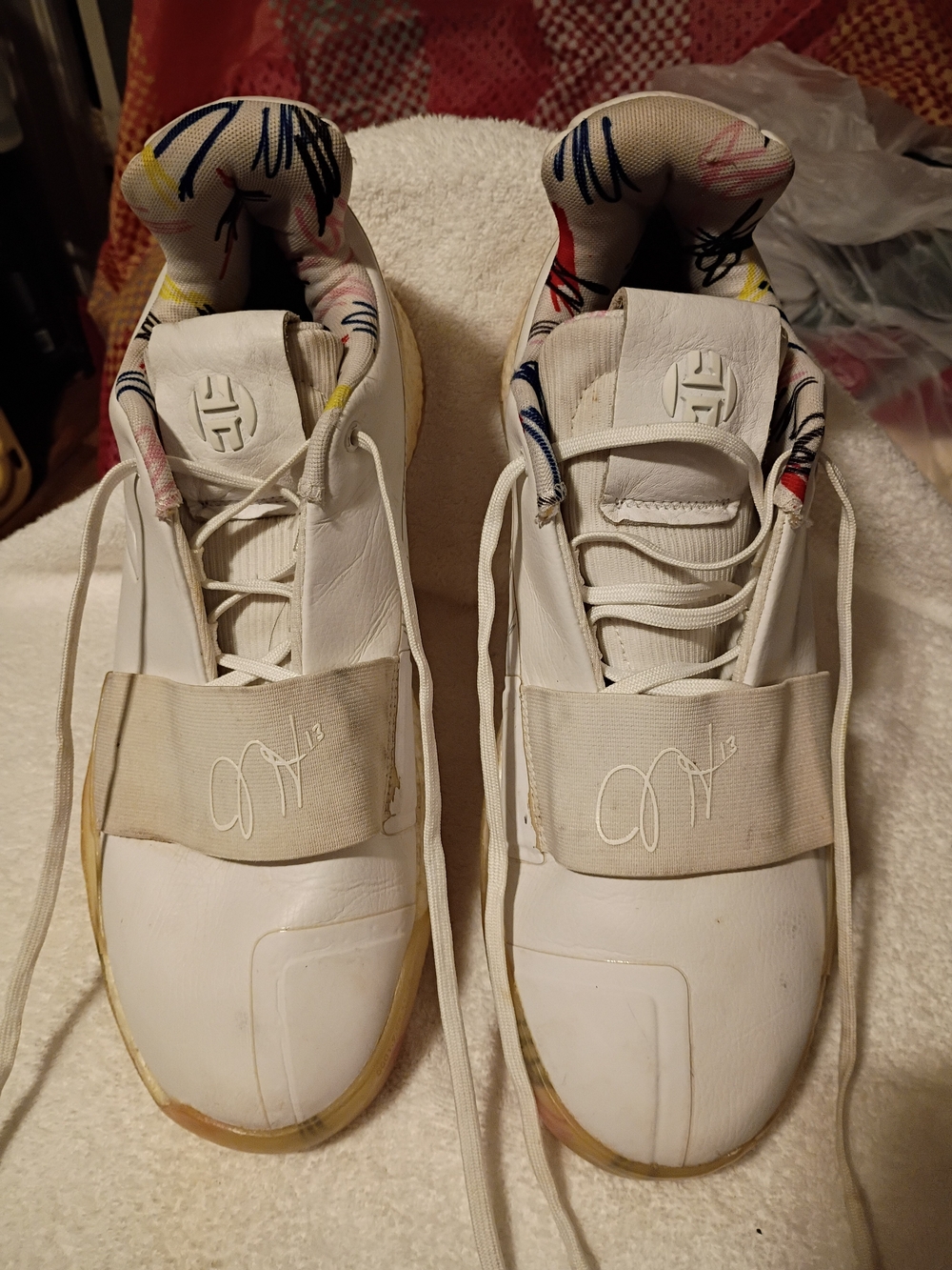 Men's White Athletic Strap Sneakers with Multicolor Lining, Adidas.